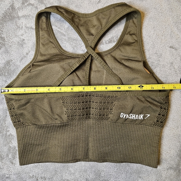 G157. Gymshark Energy Seamless Crop Tank / Vest in Olive Green - Size L - Picture 5 of 6